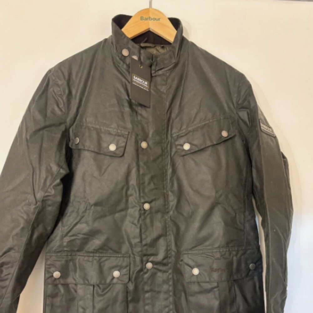 Sage ~ Barbour Tourer DUKE Waxed Motorcycle Jacket MSRP$485 British Heritage - Picture 2 of 16